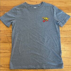 Old Navy Gray Kids Short Sleeve Tee with Yellow Pac-Man Chest Graphic